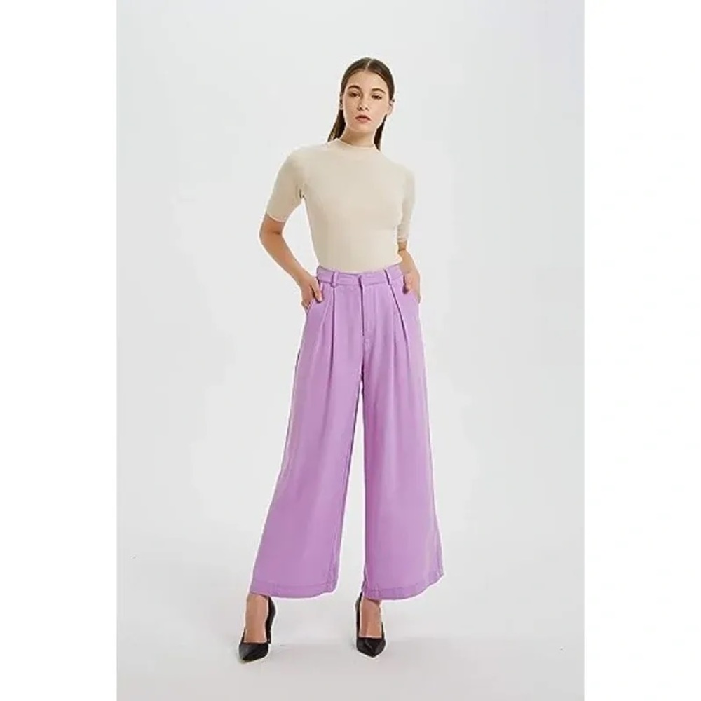 Sz US M Tronjori Wide-Leg Women's Pants Lilac Tronjori Women High Waist Casual